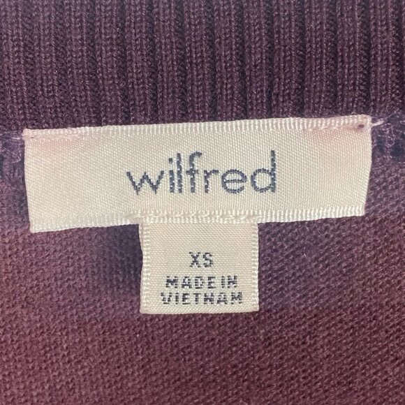Aritzia Wilfred Sherbrooke Purple V-Neck Sweater Top Size XS Stretch Minimalist - Picture 2 of 12